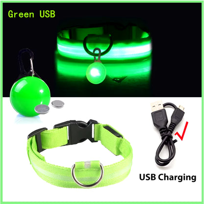 USB Rechargeable Illuminated Dog Collar with Detachable Pendant - Luxury LED Light for Small Dogs and Cats - Night Safety Collar Wholesale