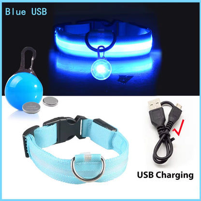 USB Rechargeable Illuminated Dog Collar with Detachable Pendant - Luxury LED Light for Small Dogs and Cats - Night Safety Collar Wholesale