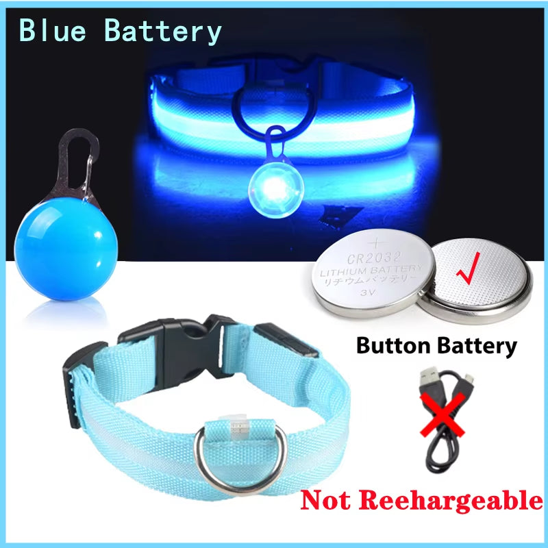 USB Rechargeable Illuminated Dog Collar with Detachable Pendant - Luxury LED Light for Small Dogs and Cats - Night Safety Collar Wholesale