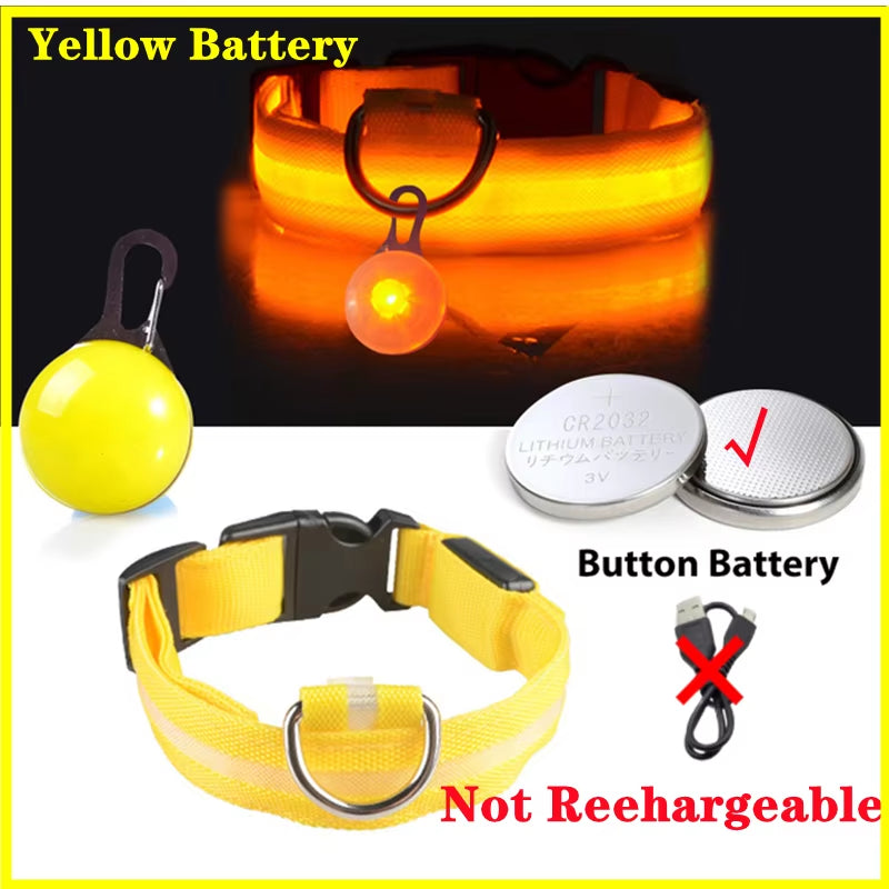 USB Rechargeable Illuminated Dog Collar with Detachable Pendant - Luxury LED Light for Small Dogs and Cats - Night Safety Collar Wholesale