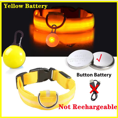 USB Rechargeable Illuminated Dog Collar with Detachable Pendant - Luxury LED Light for Small Dogs and Cats - Night Safety Collar Wholesale