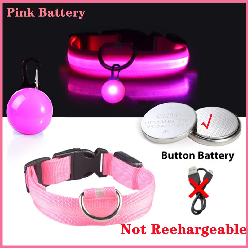 USB Rechargeable Illuminated Dog Collar with Detachable Pendant - Luxury LED Light for Small Dogs and Cats - Night Safety Collar Wholesale