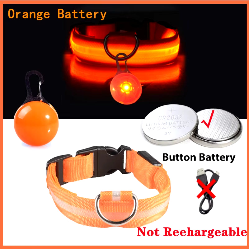 USB Rechargeable Illuminated Dog Collar with Detachable Pendant - Luxury LED Light for Small Dogs and Cats - Night Safety Collar Wholesale