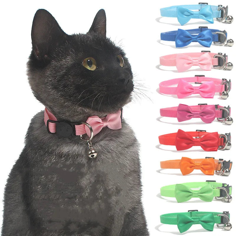 Multicolor Adjustable Pet Bow Bell Collars - Cute Cat Accessories and Supplies