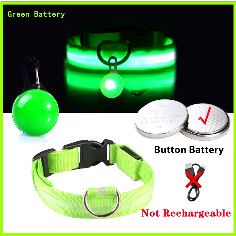 USB Rechargeable Illuminated Dog Collar with Detachable Pendant - Luxury LED Light for Small Dogs and Cats - Night Safety Collar Wholesale