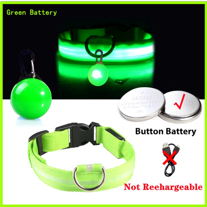 USB Rechargeable Illuminated Dog Collar with Detachable Pendant - Luxury LED Light for Small Dogs and Cats - Night Safety Collar Wholesale