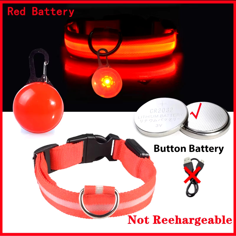 USB Rechargeable Illuminated Dog Collar with Detachable Pendant - Luxury LED Light for Small Dogs and Cats - Night Safety Collar Wholesale