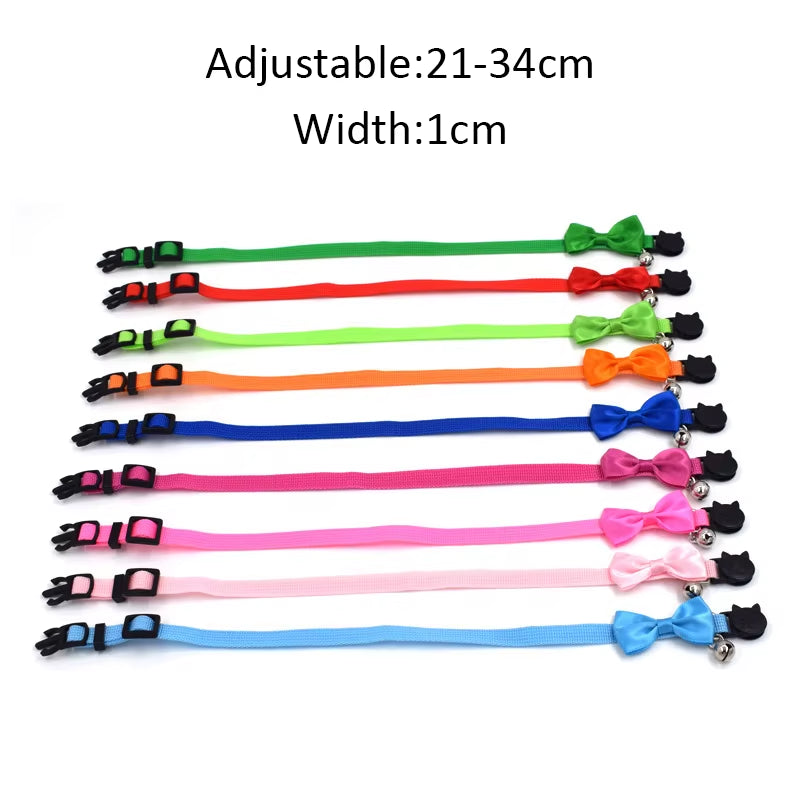 Multicolor Adjustable Pet Bow Bell Collars - Cute Cat Accessories and Supplies